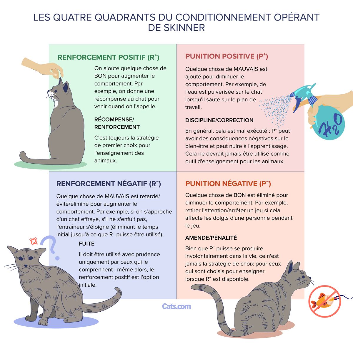 Exemple des quatre quadrants du conditionnement opérant de Skinner