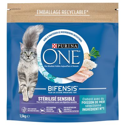 PURINA ONE Chat Stérilisé Sensible poisson de mer